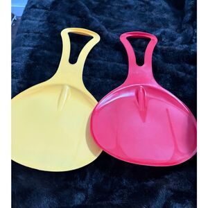 LL Bean Slope Slider Snow Saucer Sled Spoon Set of 2 winter fun